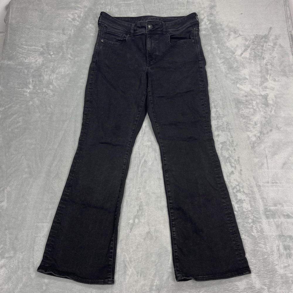 American Eagle Jeans Womens 14R (31x31) Black Denim Stretch Kick Bootcut Leg